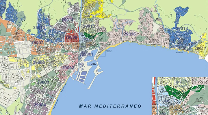 Mapa politico de las Juntas de Compensación en Málaga